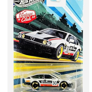 Hot Wheels Alfa Romeo GTV6 30, Silver Series Vintage Racing Club 5/5 1:64 Scale Collectible Die Cast Metal Toy Car Model