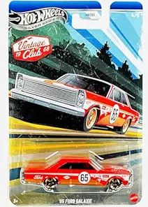 Hot Wheels Ford Galaxy '65 Silver Series Vintage Racing Club 4/5 Red 1:64 Scale Collectible Diecast Metal Model Car Toy
