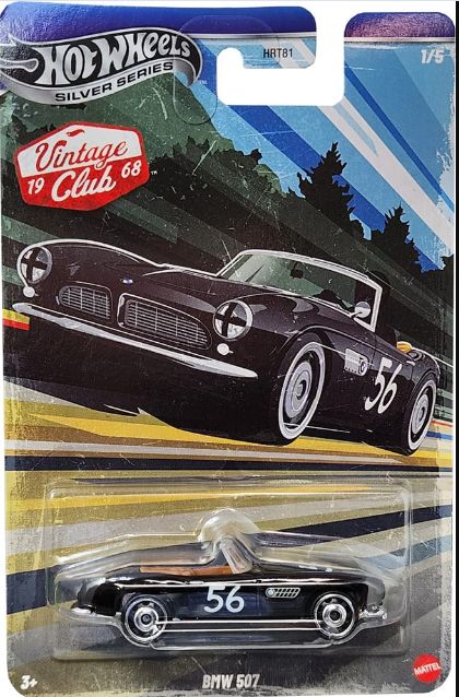 Hot Wheels BMW 507 Black, Silver Series Vintage Racing Club 1/5 1:64 Scale Collectible Metal Diecast Toy Car Model