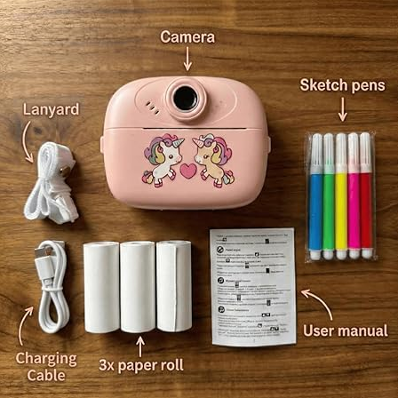 DIY Instant Print Minii Camera for Kids & Adults | Thermal Paper Printing Camera | 2.4” HD Screen | SD Card Support, Video Recording, Games & Music Player - Image 3
