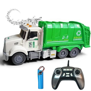 Uyir Mei Remote Control Road Clearing Truck Toy for Kids RC Construction Vehicle with LED Lights & Easy Controls Realistic Road Cleaner Toy for Boys & Girls (Garbage Truck)