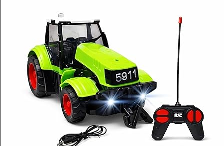 Uyir Mei Remote Control Tractor Toy for Kids – Rechargeable RC Truck with Lights & Sound (6, Green)