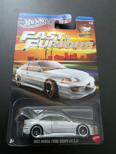 2026 Hot Wheels Silver Series 25th Fast & Furious 1993 Honda Civic Coupé EX EJ1