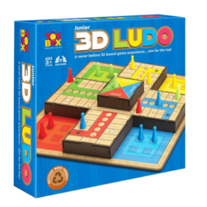 Junior 3D Ludo Board Game, 2-4 Players, Wooden MDF Material, Family Games for Adults and Kids