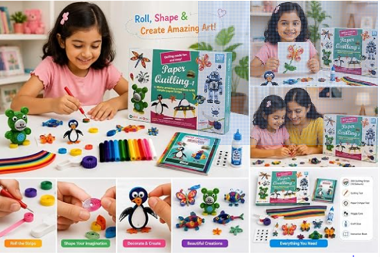 DIY Paper Quilling Kit Set-1 with 200 Strips & Crimper - Image 2